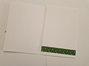 Weihnachtskarten Tannenzweig - Text Zum Fest - weiß, Vanille pur - rote Schleife